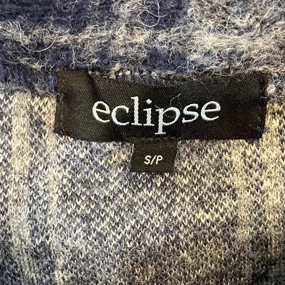 Wool Women’s small plaid checkered shirt Eclipse blue / gray - Picture 2 of 12